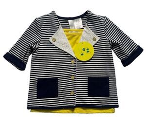 Lydia Jane 2 Pc Cardigan Tank Top Set Baby Girl 12M Navy Stripe Yellow NWT